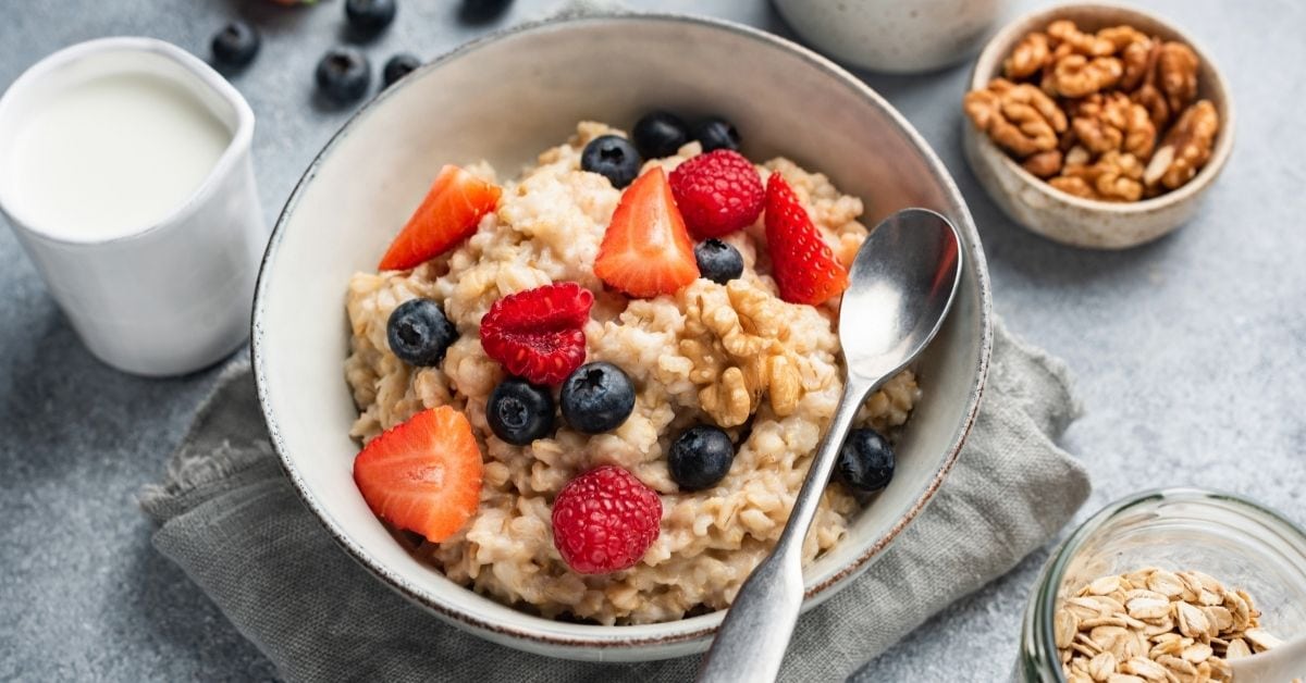 Bowl of Oatmeal with Berry Toppings