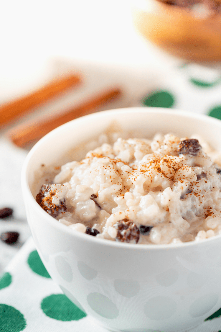 Rice Pudding With Leftover Rice Insanely Good   Bowl Of Rice Pudding With Cinnamon And Raisins 750x1125 