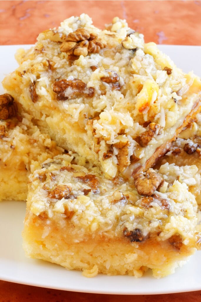 Cake with Walnuts and Coconut Icing
