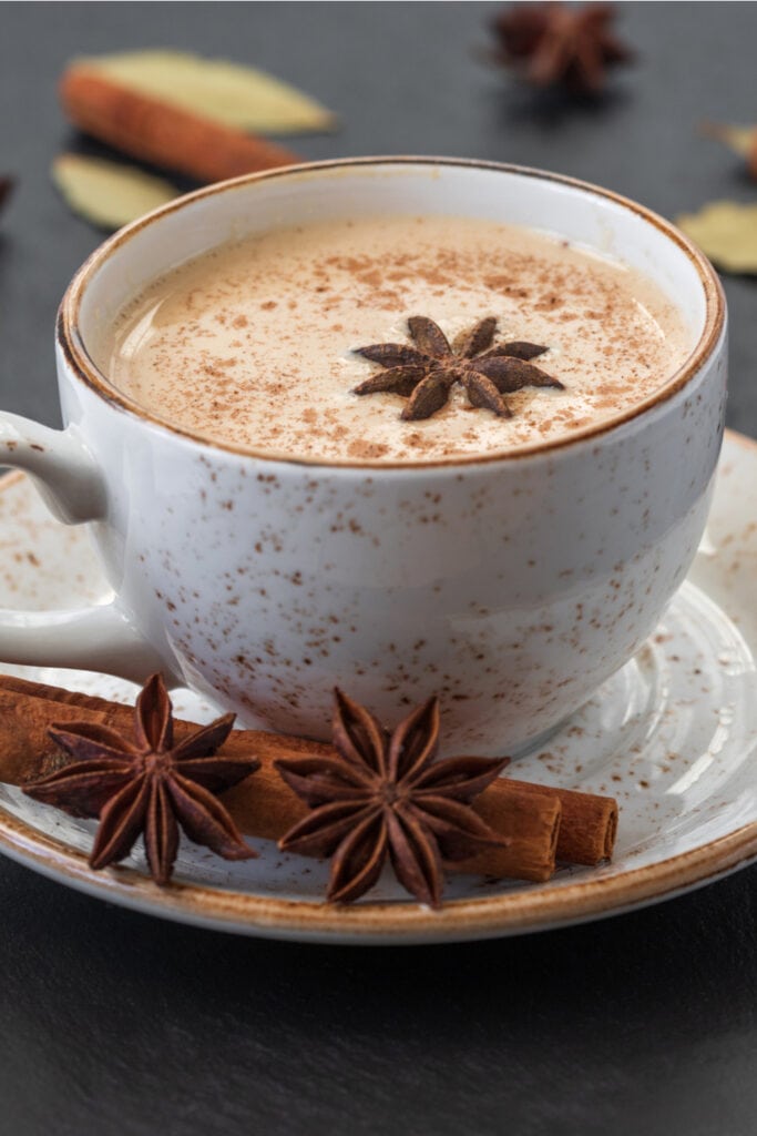 Chai Latte with Cinnamon in a Cup 