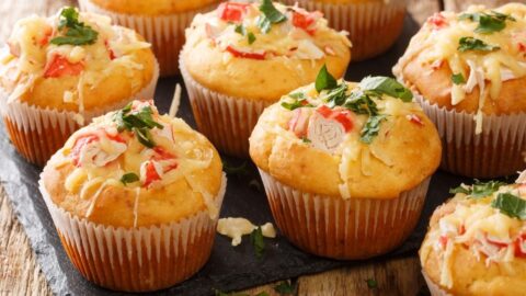 Cheesy Corn Muffins with Crabs and Herbs