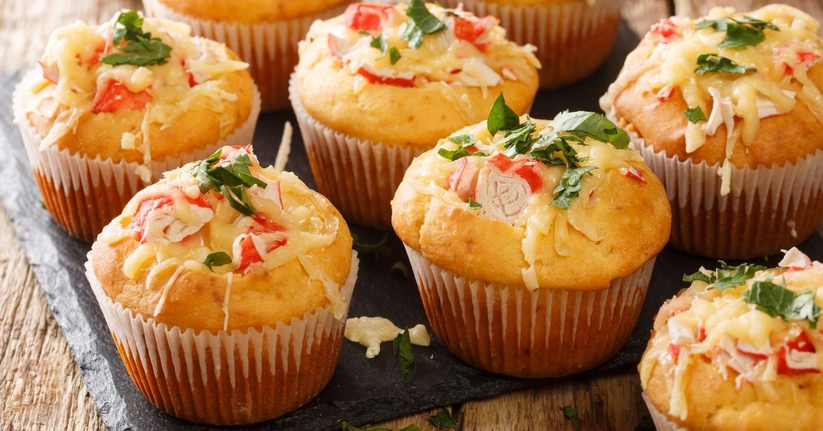Cheesy Corn Muffins with Crabs and Herbs