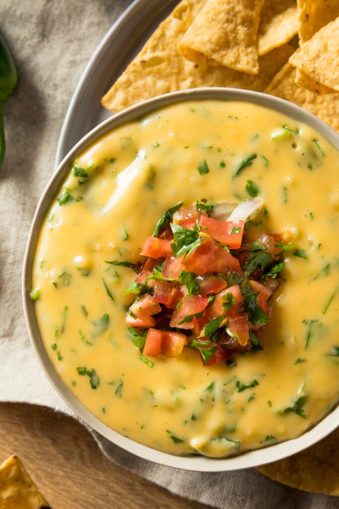 Cheese Queso Dip with Tortilla Chips