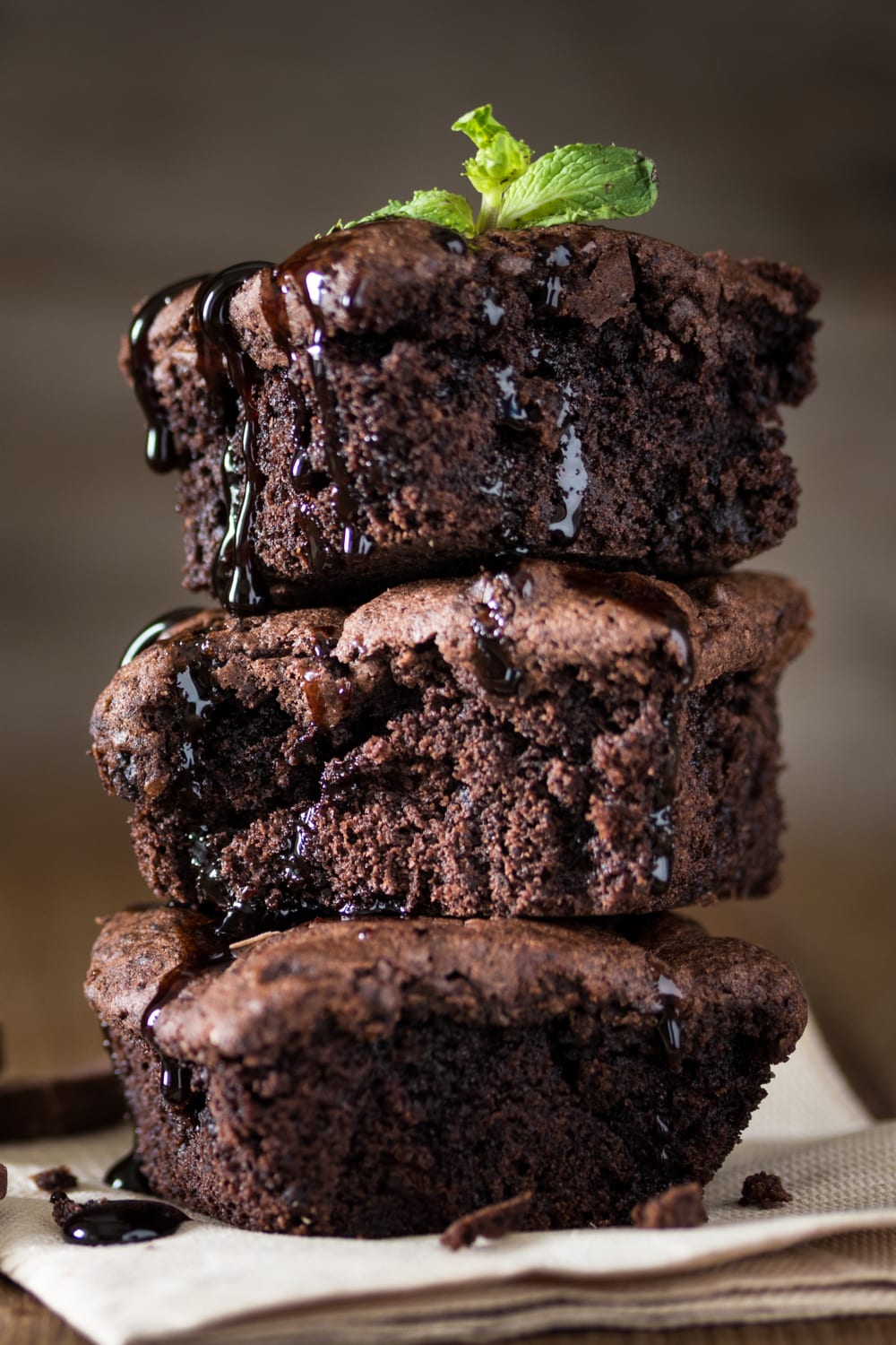 Chocolate Brownies with Chocolate Syrup