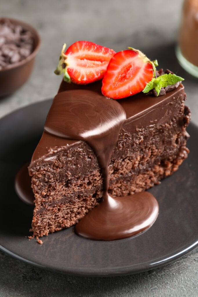 Chocolate Cake with Strawberry Toppings