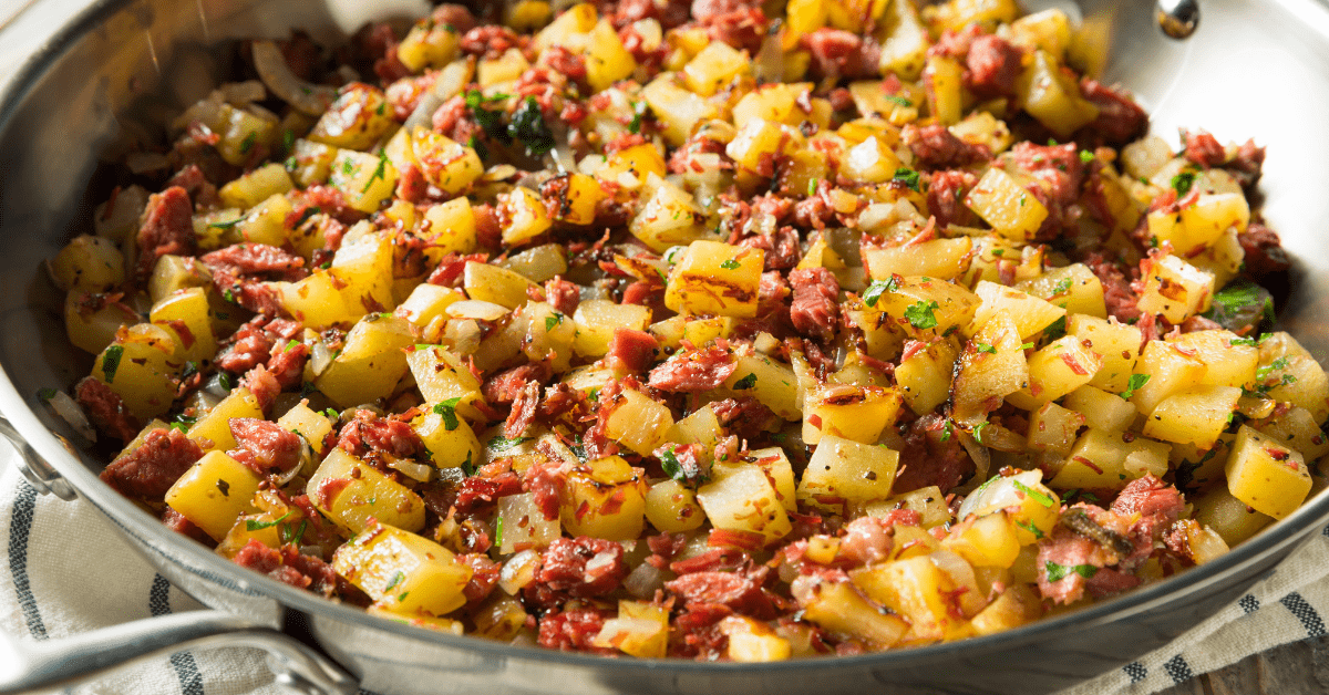 Corned Beef and Potato Hash in a Pan