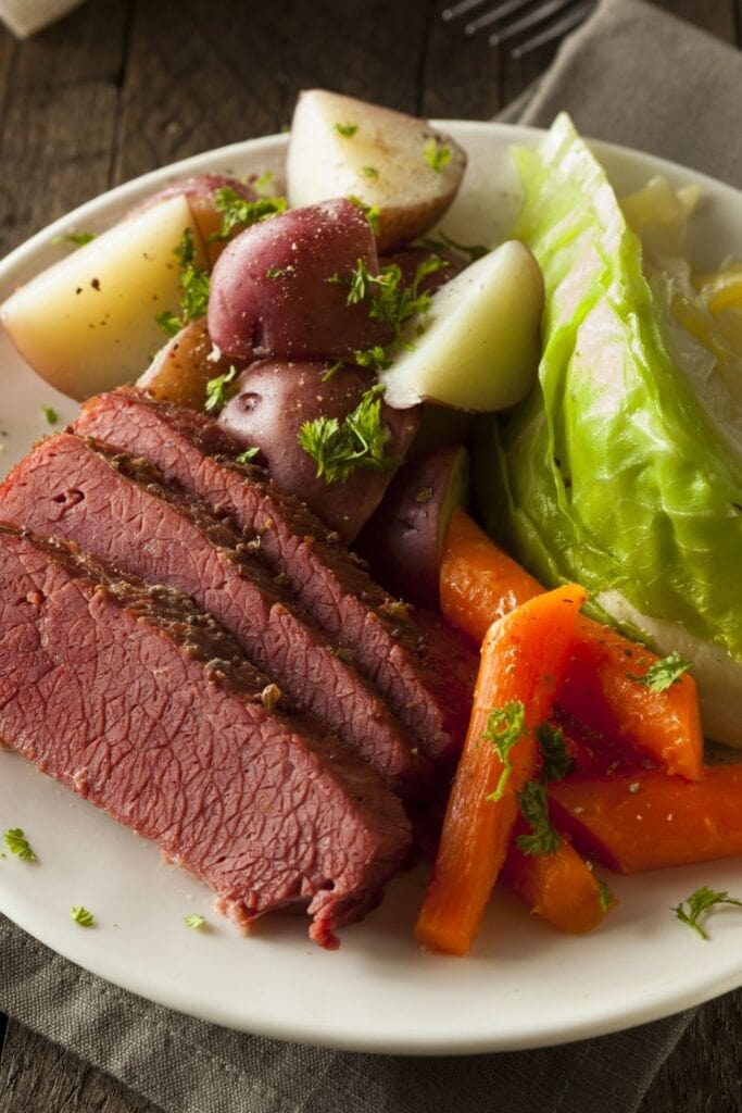 Corned Beef with Cabbage, Potatoes and Carrots
