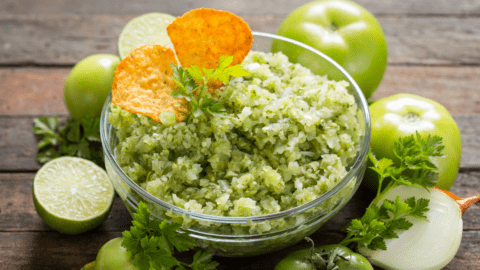 Green Tomato Salsa with Tortilla Chips