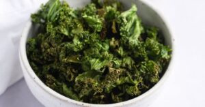 Homemade Crispy Air Fryer Kale Chips in a Bowl