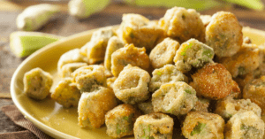Homemade Fried Okra in a Plate