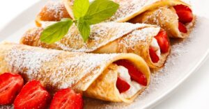 Homemade Strawberry Crepes with Cream