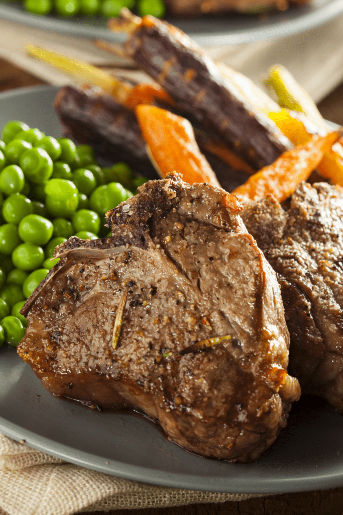 Lamb Chops with Carrots and Peas