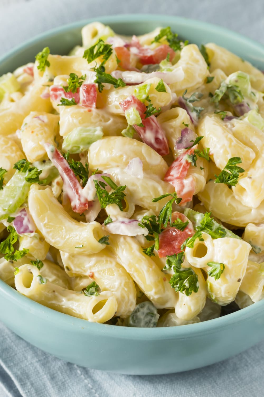 Creamy Macaroni Salad with Herbs and Vegetables