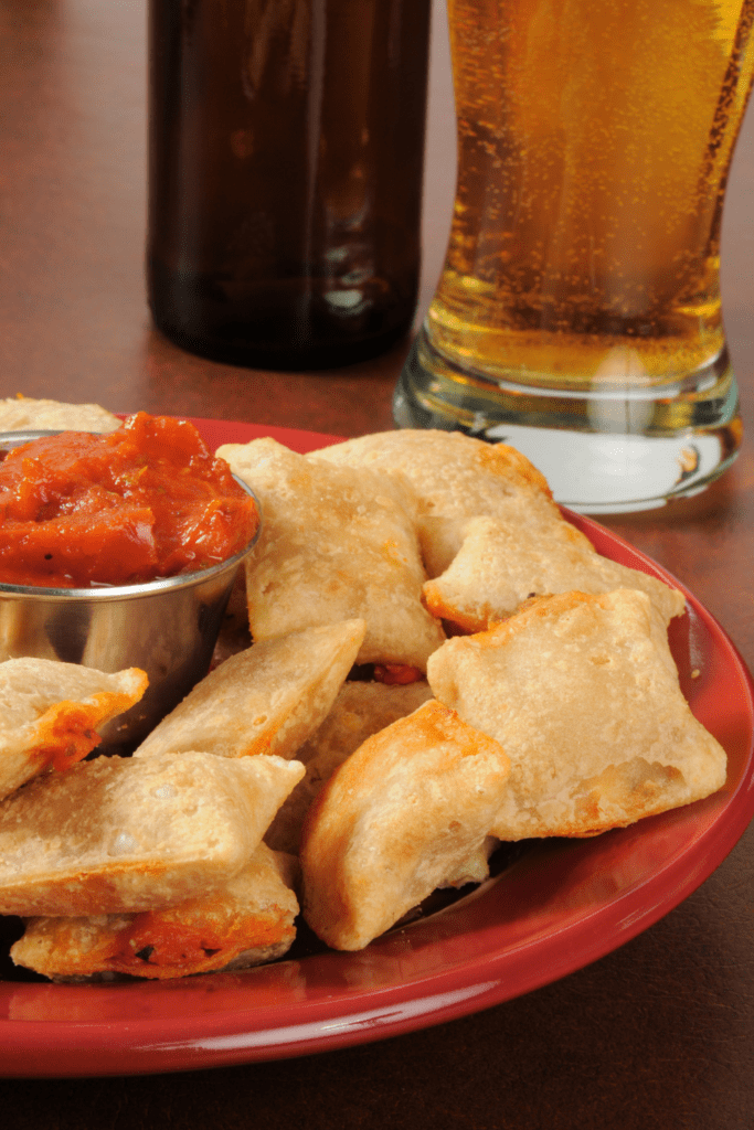 Pizza Rolls with Beer