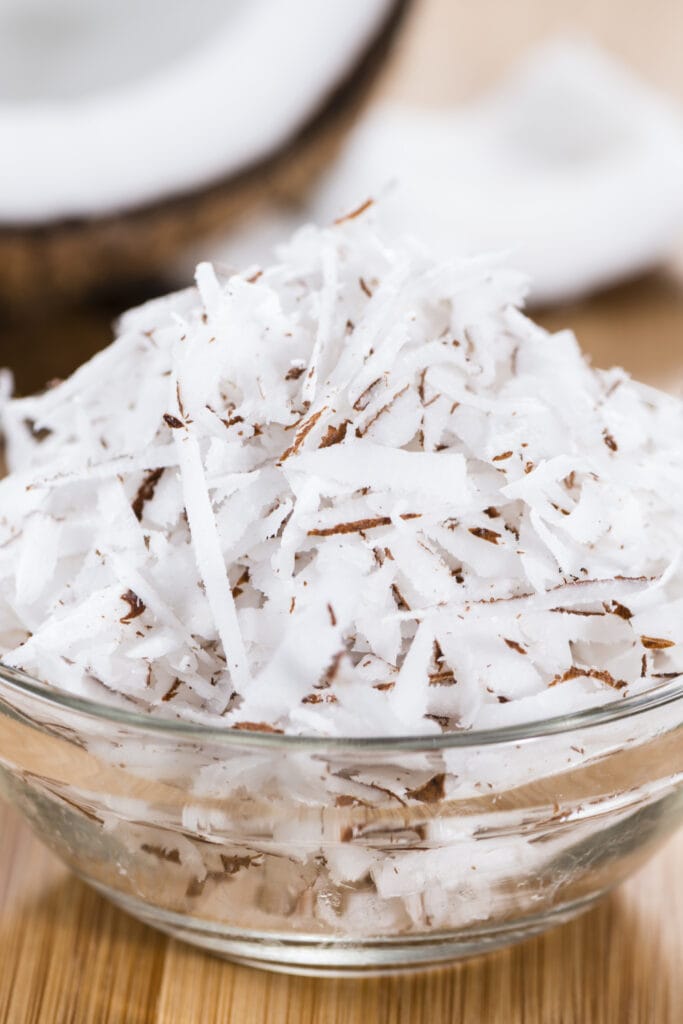 Shredded Coconut in a Bowl