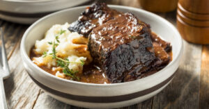 Bowl of Braised Short Ribs with Mashed Potatoes