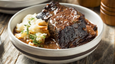 Bowl of Braised Short Ribs with Mashed Potatoes
