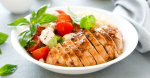 Bowl of Grilled Chicken with Caprese Salad