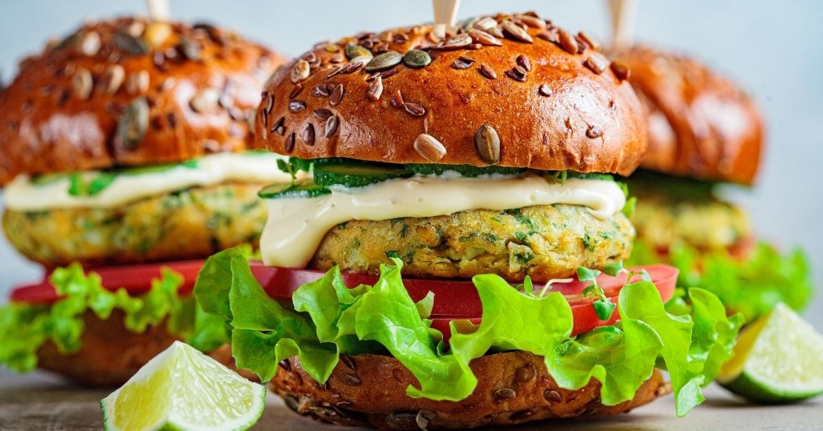 Falafel Chickpea Burger with Vegetables and Sauce