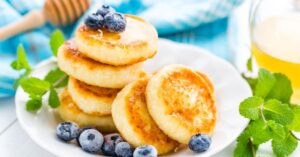 Homemade Cottage Cheese Pancakes with Blueberries