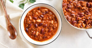 Homemade Cowboy Chili with Beans and Ground Beef