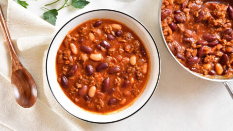 Homemade Cowboy Chili with Beans and Ground Beef