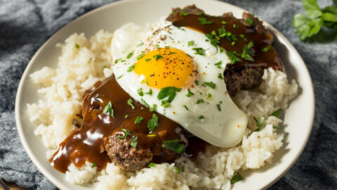 Homemade Loco Moco or Hawaiian Hamburger Rice