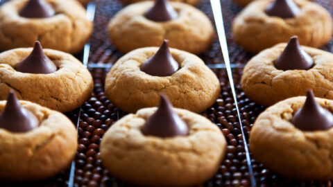 Homemade Peanut Butter Blossom Cookies with Hershey Kisses