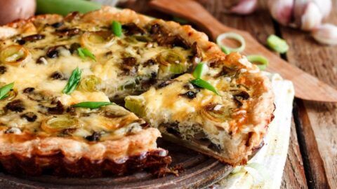 Homemade Quiche with Leek and Mushroom