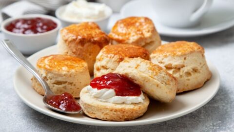 Scones with Strawberry Jam and a Cup of Tea