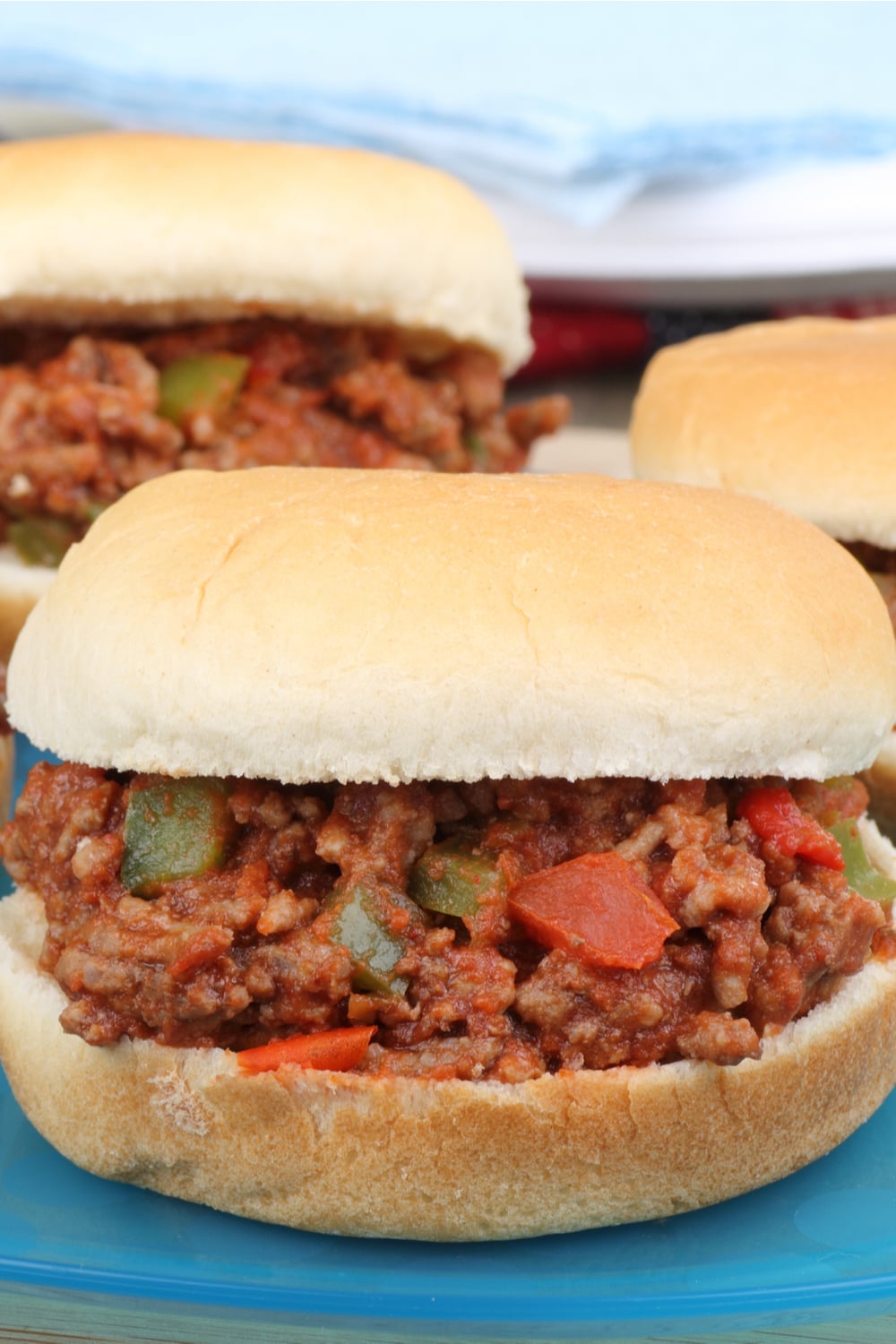 Close up view of Sloppy Joes with Bell Peppers
