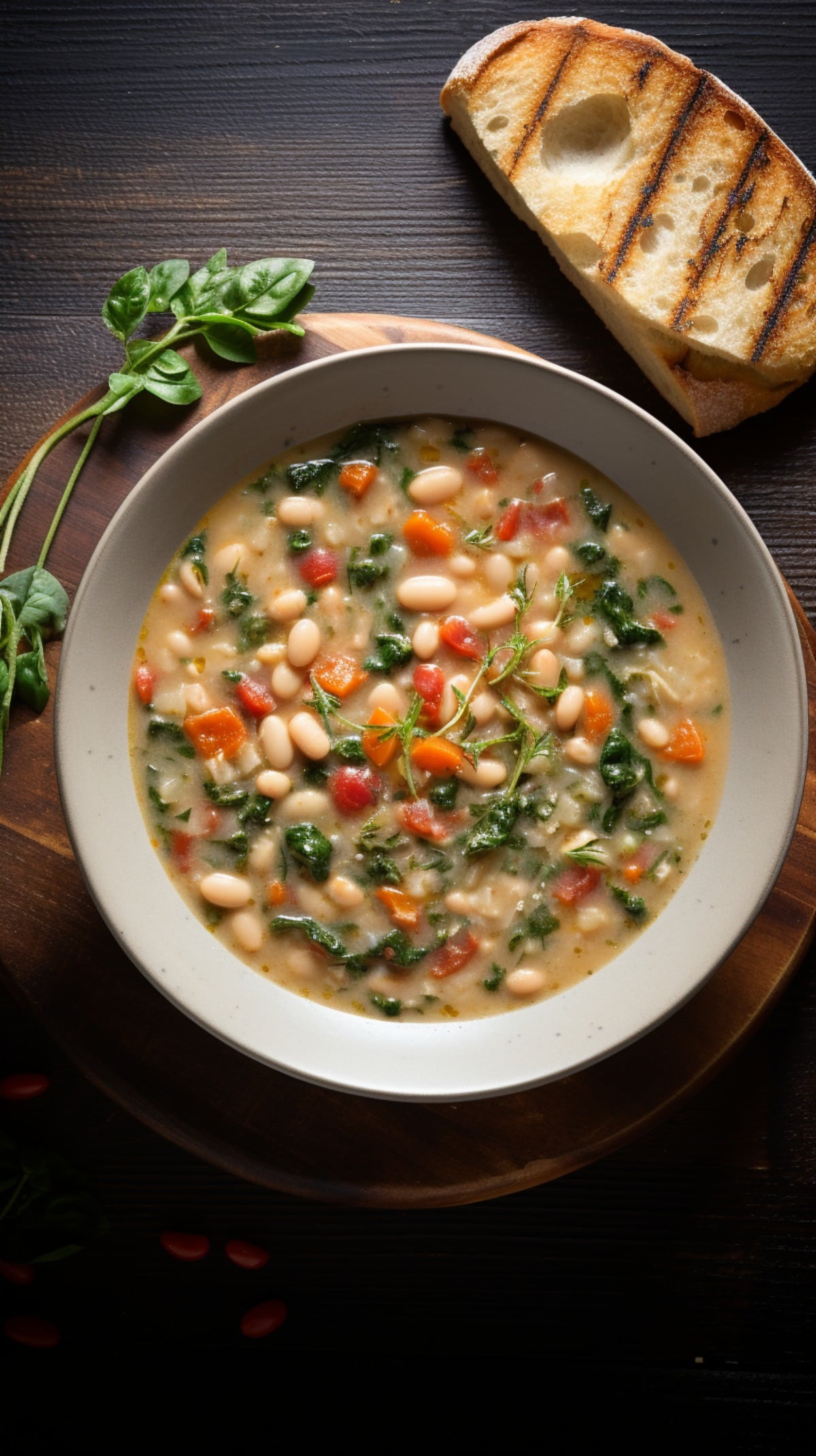 Tuscan white bean soup with grilled bread
