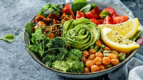 Vegetable Bowl with Avocadoes and Chickpeas
