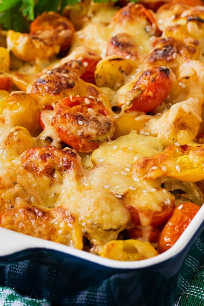 Vegetable Casserole with Zucchini, Mushrooms and Cherry Tomatoes