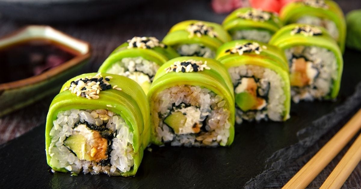 Vegetarian Avocado Sushi Rolls with Cream