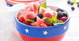 Bowl of Fruit Salad with Star Watermelon and Berries