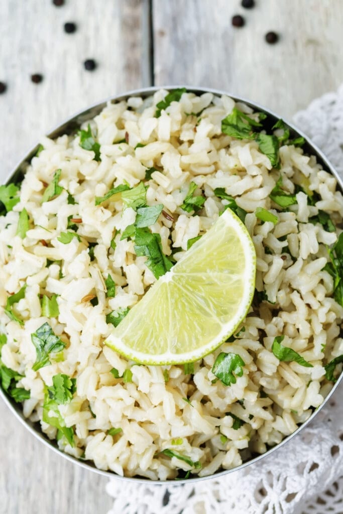 Cilantro Lime Rice with Fresh Lime