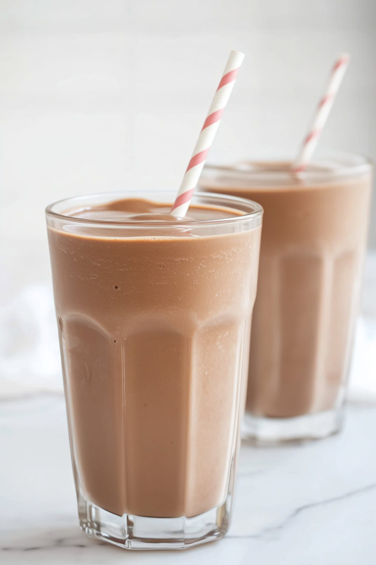 McDonalds Chocolate Milkshake in a glass with a straw