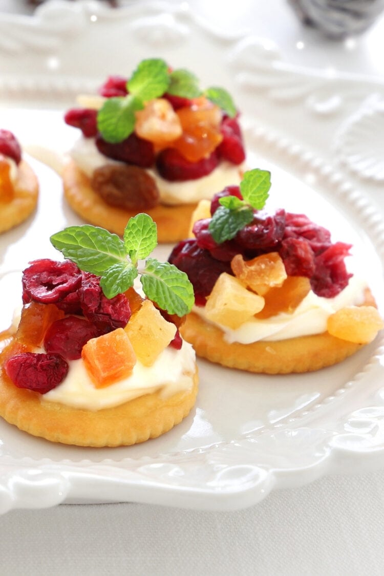 20 Easy Cream Cheese Appetizers Insanely Good   Cranberry Cream Cheese Canape 750x1125 