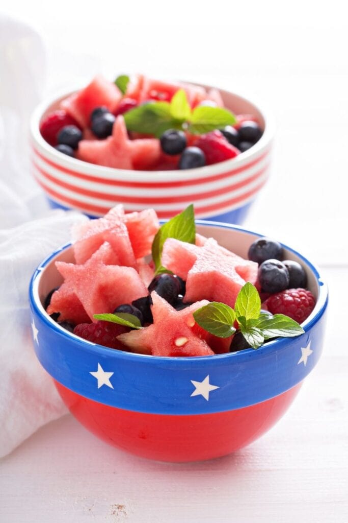 Fruit Salad with Watermelon, Strawberries and Blueberries