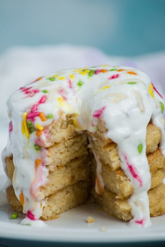 Funfetti Pancakes with Cheese Frosting