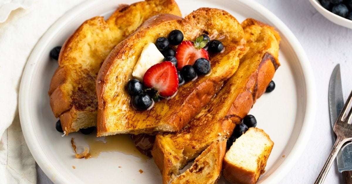 Homemade Alton Brown French Toast with Fresh Berries and Butter