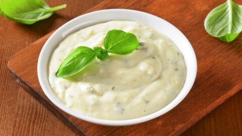 Homemade Caesar Dressing in a Small Container