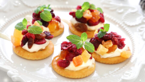 Homemade Canapes with Cranberries and Cream Cheese