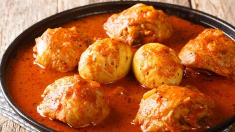 Homemade Ethiopian Doro Wat Chicken and Egg with Spicy Sauce