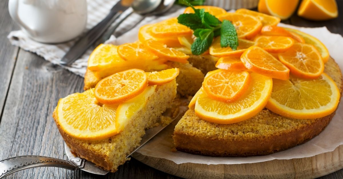 Homemade Orange Upside Down Cake with Polenta