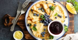 Homemade Pancakes with Lemon Zest and Blueberries