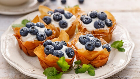 Homemade Phyllo Cups with Blueberries