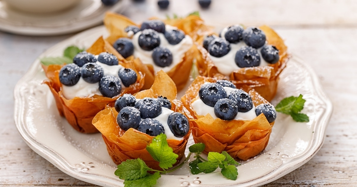 Homemade Phyllo Cups with Blueberries