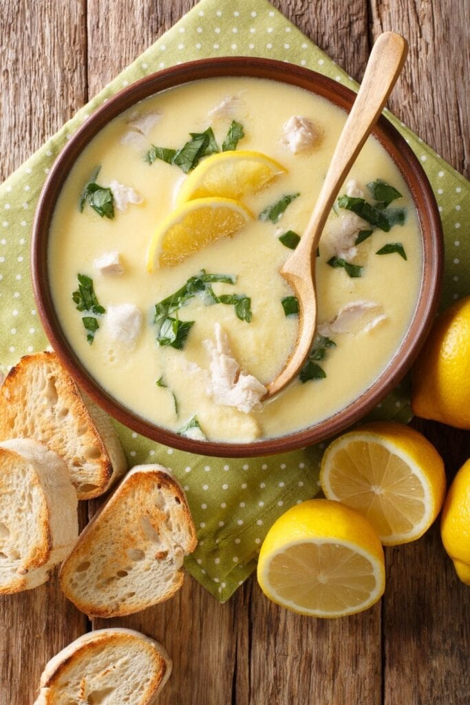 Lemon Chicken Soup with Bread